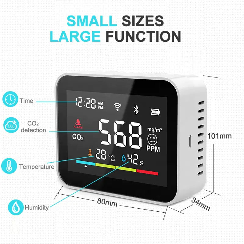 Smart CO2 Detector with WiFi Temperature & Humidity Sensor