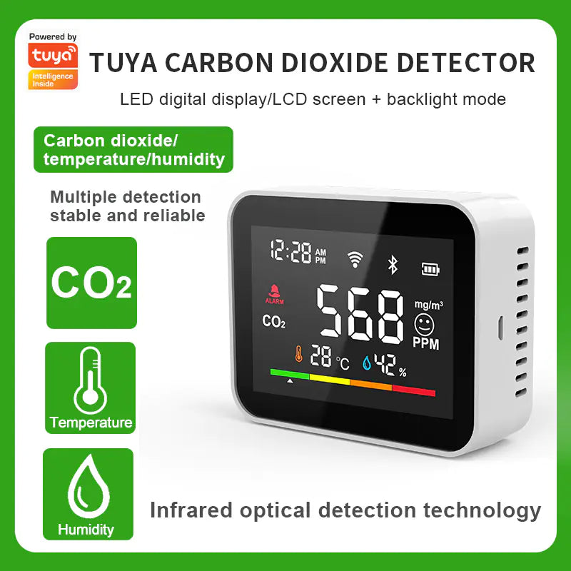 Smart CO2 Detector with WiFi Temperature & Humidity Sensor