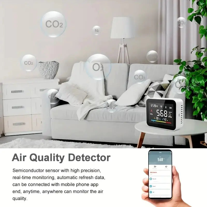 Smart CO2 Detector with WiFi Temperature & Humidity Sensor